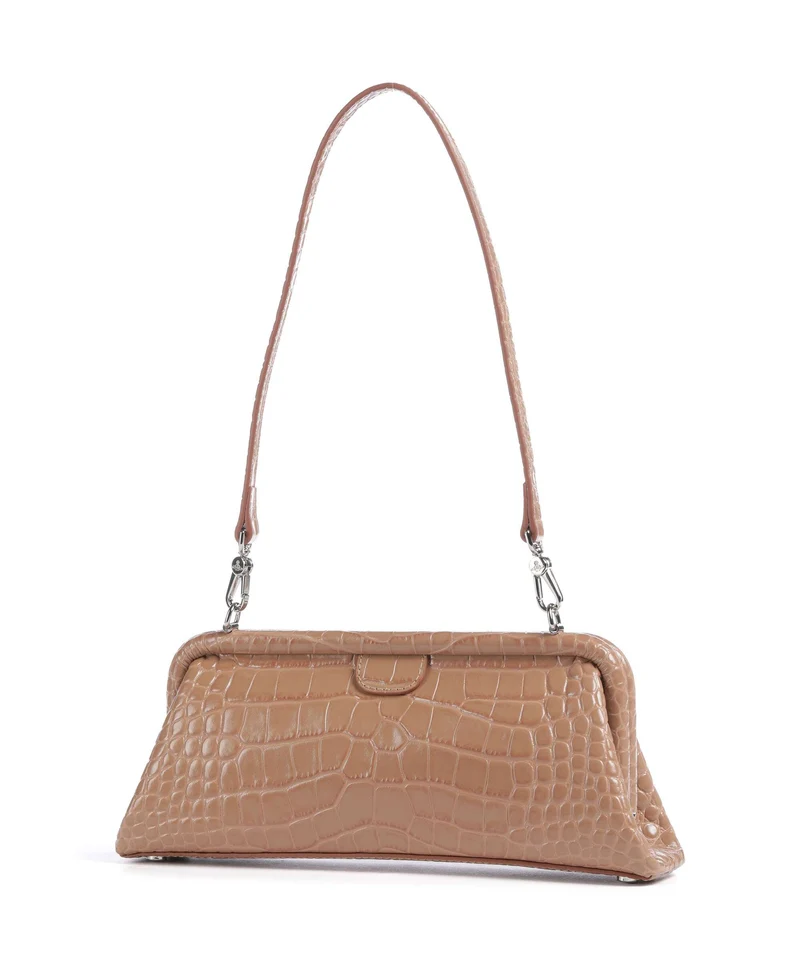 Vivienne Westwood Jane Frame Embossed Croc Sac porté épaule dusty pink