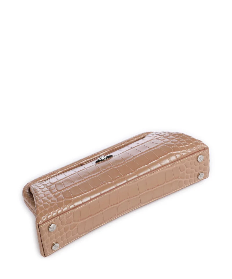 Vivienne Westwood Jane Frame Embossed Croc Sac porté épaule dusty pink