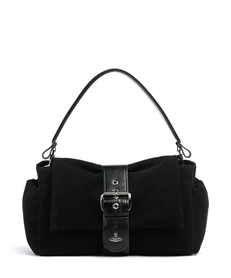 Vivienne Westwood Hazel Suede Treasure XL Sac porté épaule black