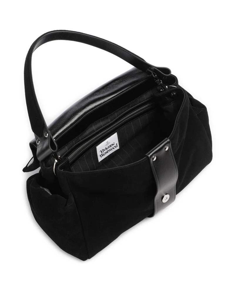 Vivienne Westwood Hazel Suede Treasure XL Sac porté épaule black