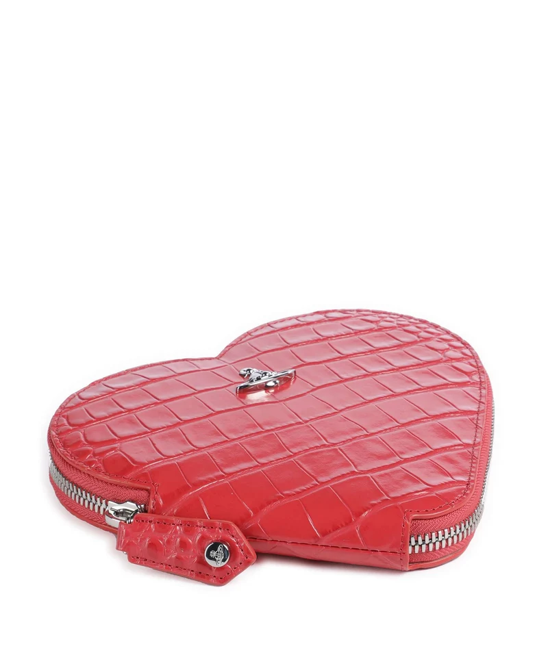 Vivienne Westwood Heart Embossed Croc Sac bandoulière coral