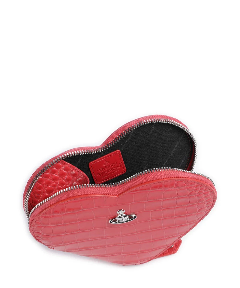 Vivienne Westwood Heart Embossed Croc Sac bandoulière coral