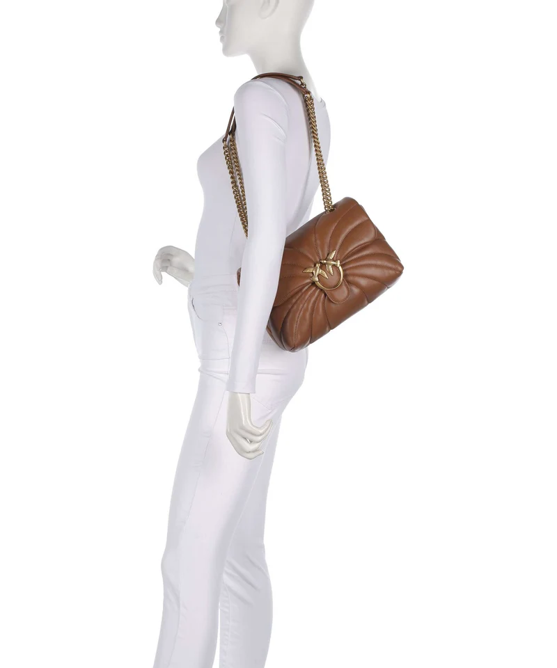 Pinko Love Puff Classic Sac porté épaule marrone/leone/antique gold
