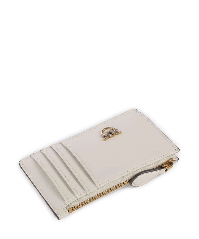 Pinko Airone Étui à cartes crédit bianco seta/antique gold