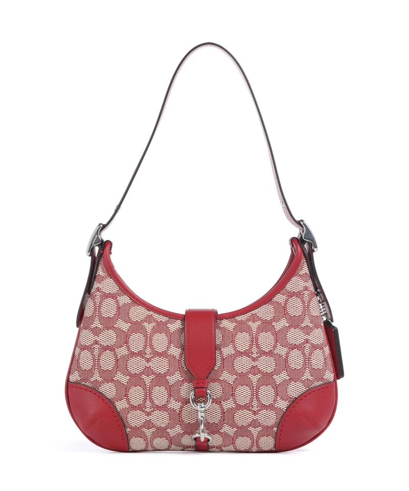 Coach Hamptons Signature Jacquard Sac porté épaule ruby/ivory