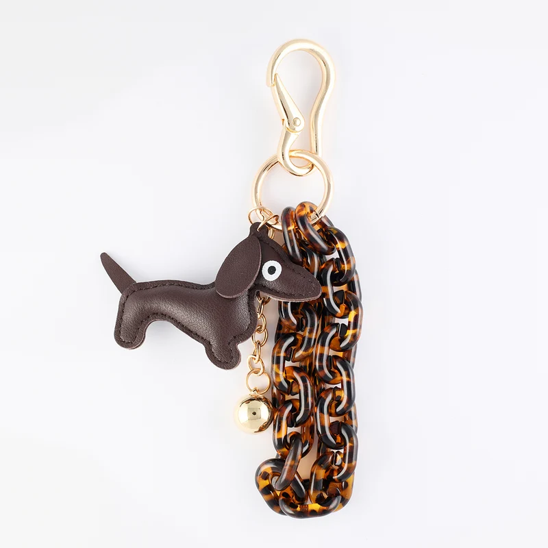 Bijoux de sac teckel marron
