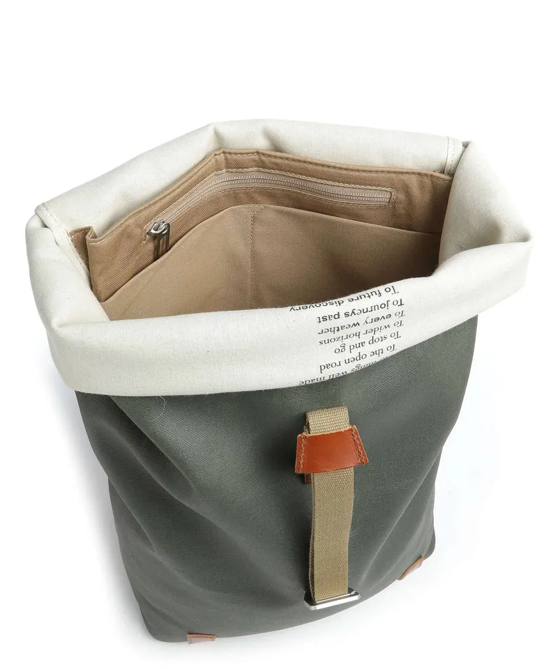 Brooks England Pickwick Cotton Canvas Large Sac à dos roll-top sage green/honey details