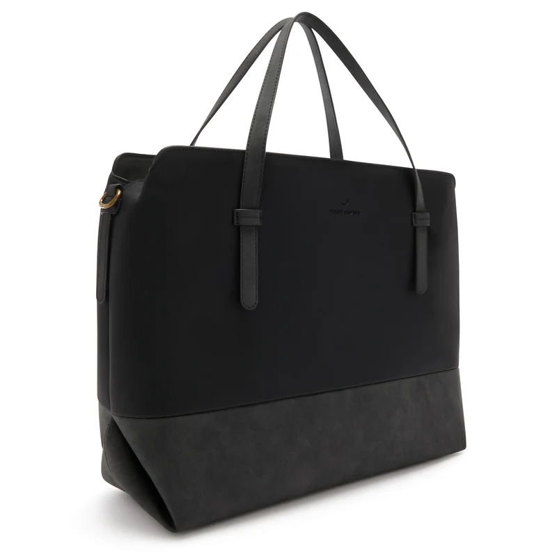 Violet Hamden Essential Bag Sac à Épaule Noir avec Compartiment pour Ordinateur Portable 13 pouces VH25034