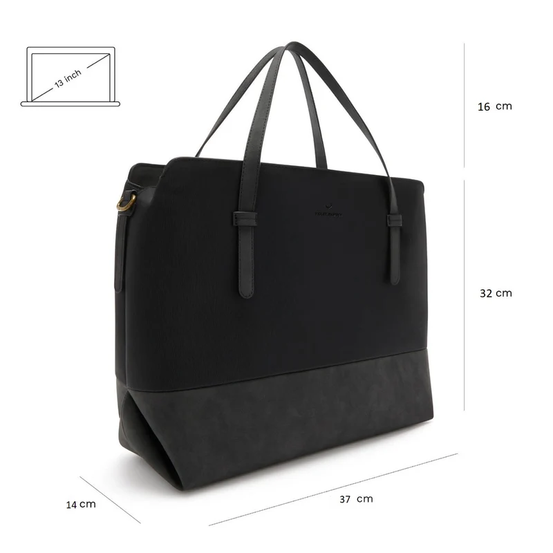Violet Hamden Essential Bag Sac à Épaule Noir avec Compartiment pour Ordinateur Portable 13 pouces VH25034
