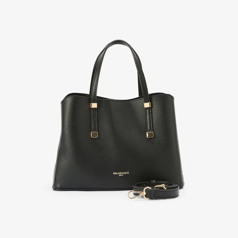 Petit sac à main effet grainé noir