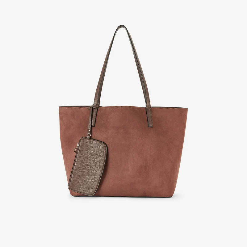 Sac cabas réversible bi matière marron