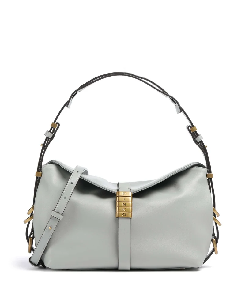 Pinko Saddle Horizontal Mini Sac porté épaule grigio perla/antique gold