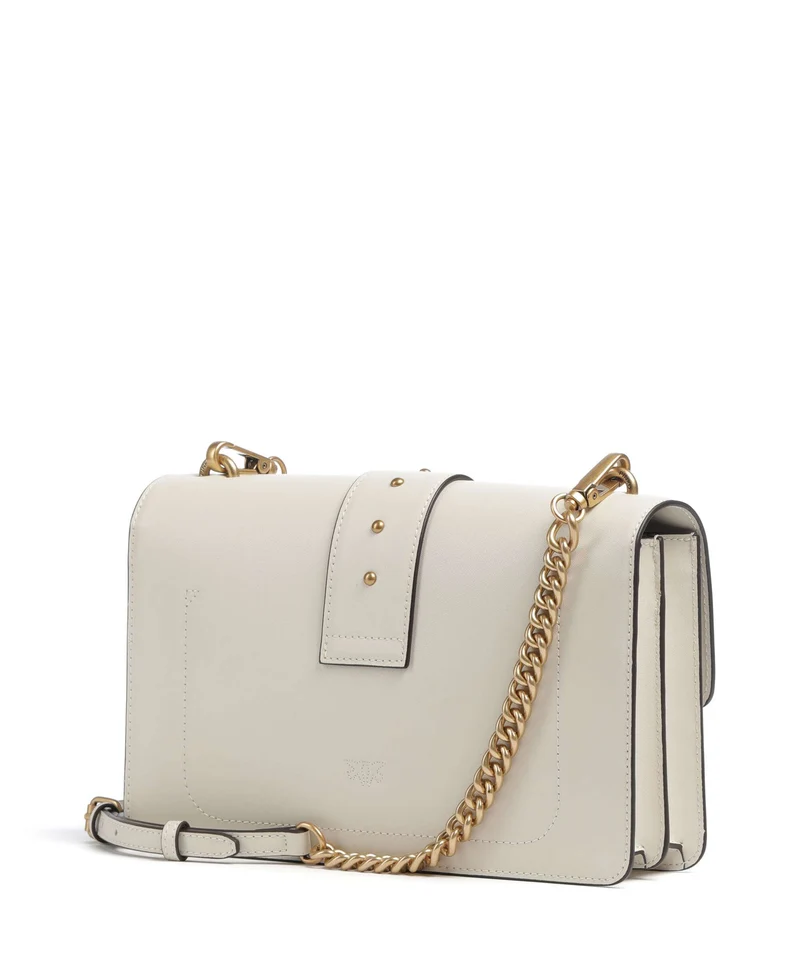 Pinko Love One Classic New Buckle Sac bandoulière bianco seta/antique gold