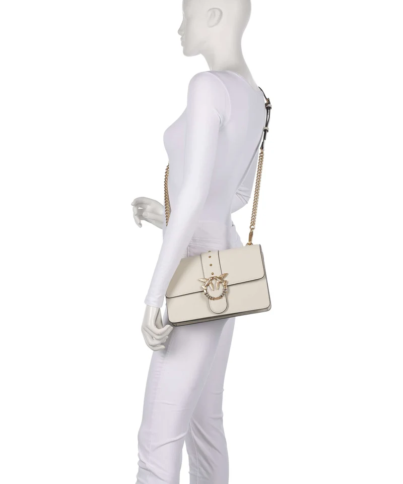 Pinko Love One Classic New Buckle Sac bandoulière bianco seta/antique gold