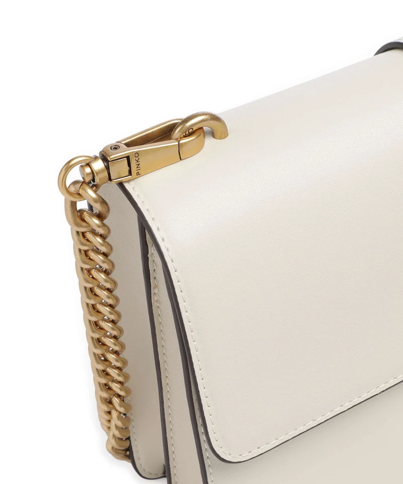 Pinko Love One Classic New Buckle Sac bandoulière bianco seta/antique gold