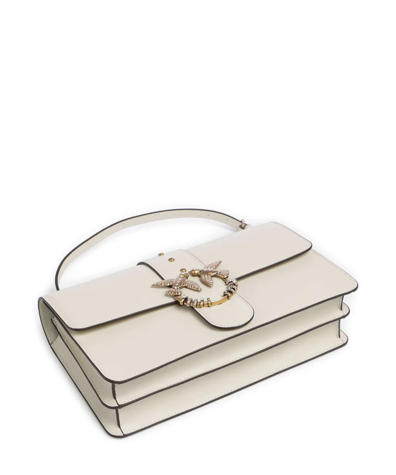 Pinko Love One Classic New Buckle Sac bandoulière bianco seta/antique gold
