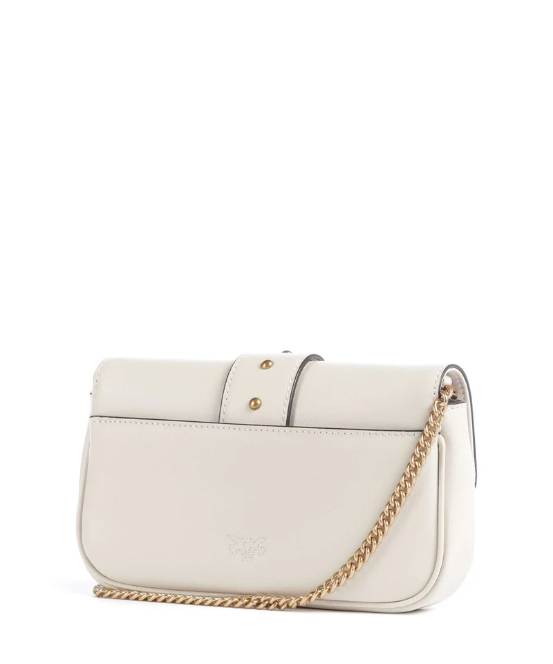 Pinko Love One Pocket New Buckle Sac bandoulière bianco seta/antique gold