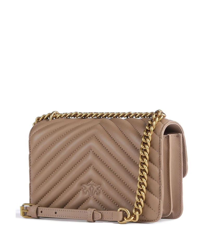 Pinko Love One Mini Sac porté épaule biscotto zenzero/antique gold