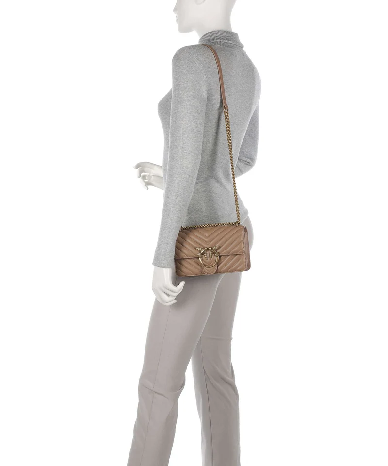 Pinko Love One Mini Sac porté épaule biscotto zenzero/antique gold