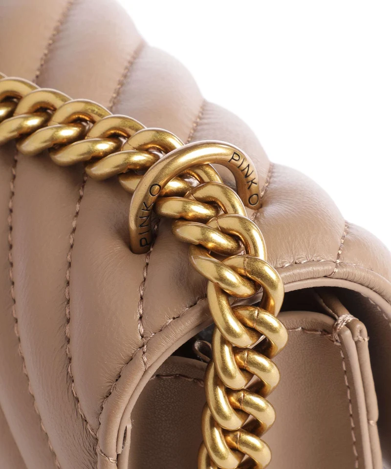 Pinko Love One Mini Sac porté épaule biscotto zenzero/antique gold