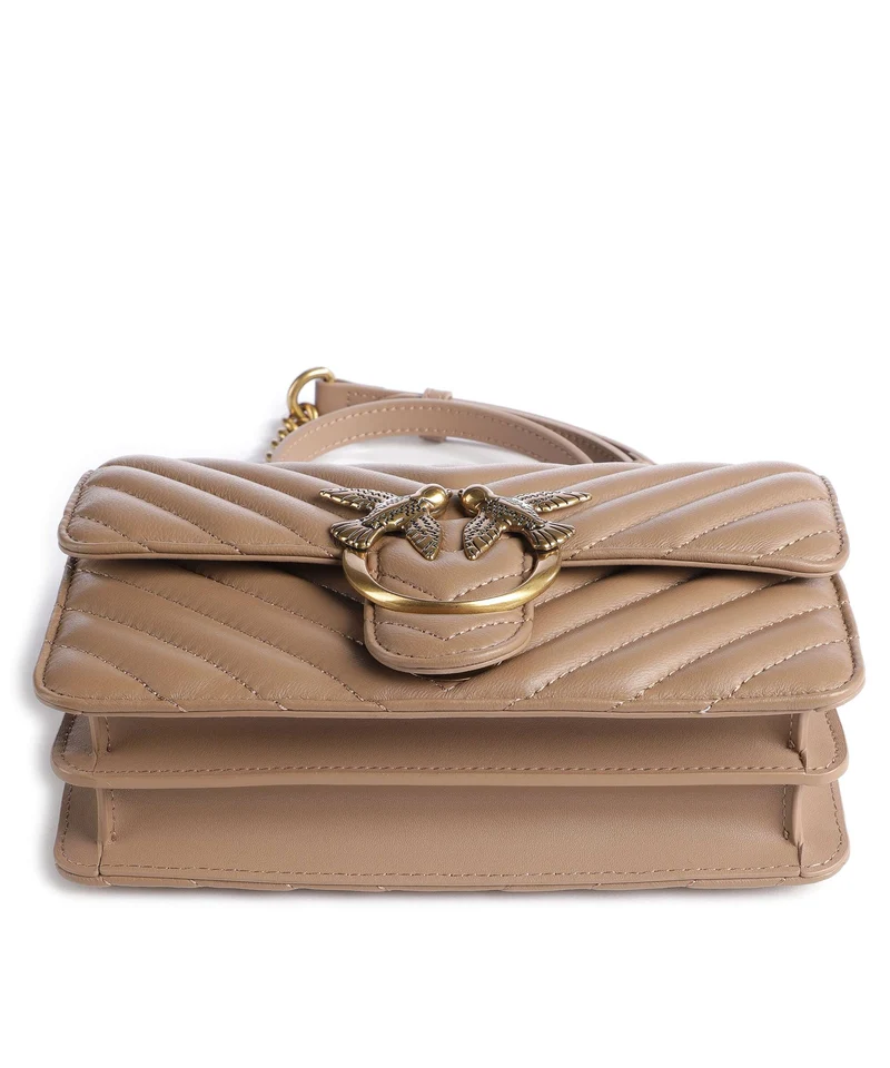 Pinko Love One Mini Sac porté épaule biscotto zenzero/antique gold