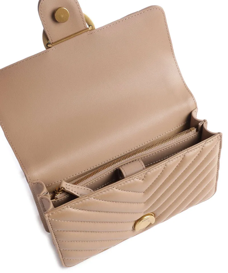 Pinko Love One Mini Sac porté épaule biscotto zenzero/antique gold
