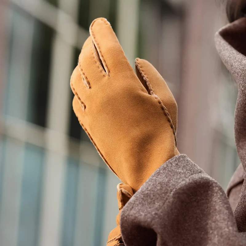 Isabel Bernard Honoré Gants en cuir d'agneau Zenia Cognac IB67003-336-7