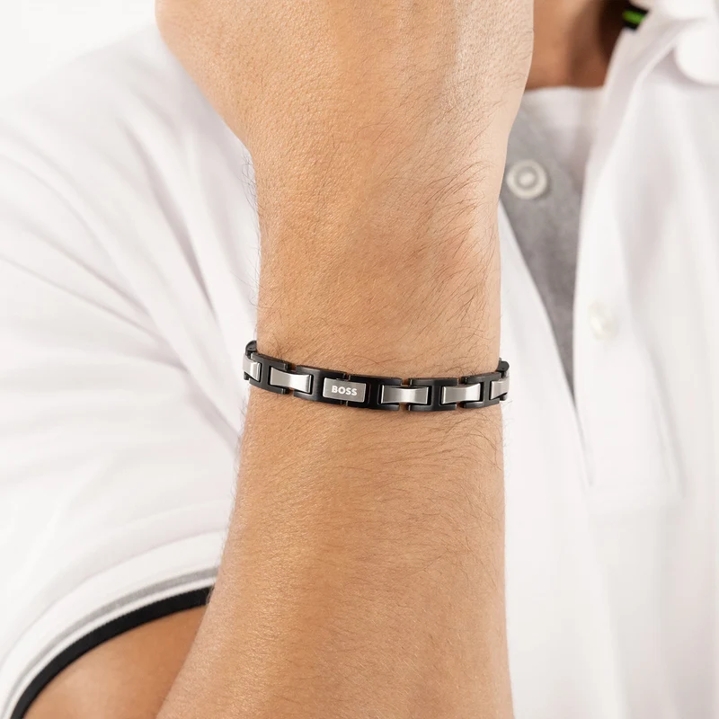 Hugo Boss Acier Inoxydable Noir Homme Bracelet Chaîne HBJ1580794