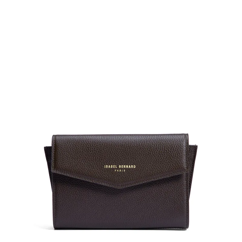 Isabel Bernard Honoré Lina Pochette Marron Foncé Avec Chaîne D’Épaule Amovible IB21135-031