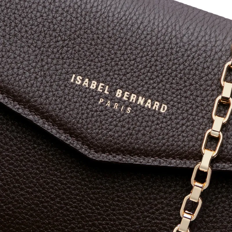 Isabel Bernard Honoré Lina Pochette Marron Foncé Avec Chaîne D’Épaule Amovible IB21135-031