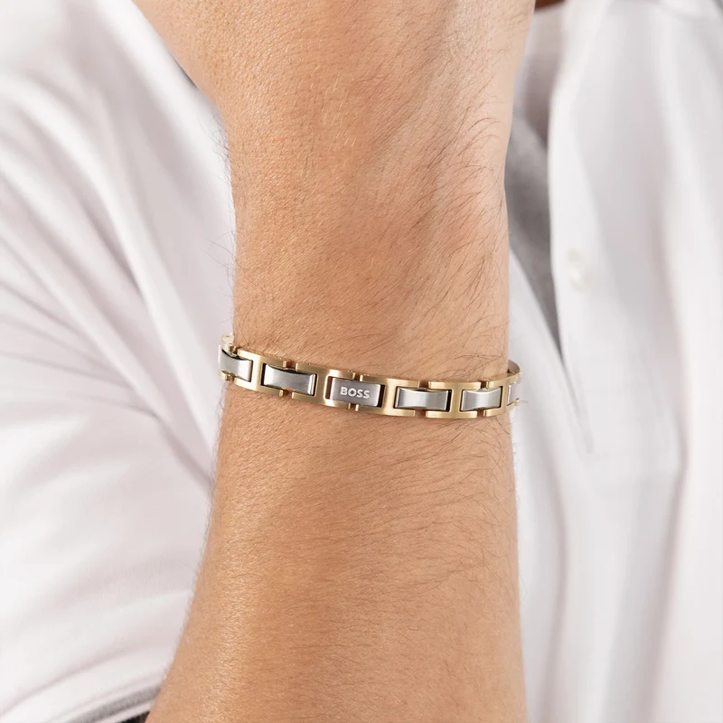 Hugo Boss Acier Inoxydable Bicolore Homme Bracelet Chaîne HBJ1580793