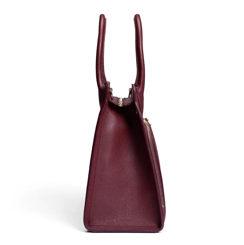 Isabel Bernard Honoré Nadine rouge bordeaux sac à main en cuir de veau avec compartiment pour ordinateur portable 13 pouces IB25110-052-13