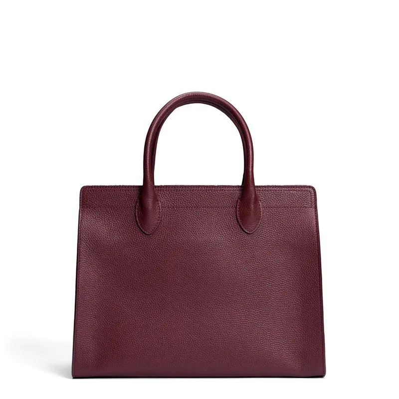 Isabel Bernard Honoré Nadine rouge bordeaux sac à main en cuir de veau avec compartiment pour ordinateur portable 13 pouces IB25110-052-13