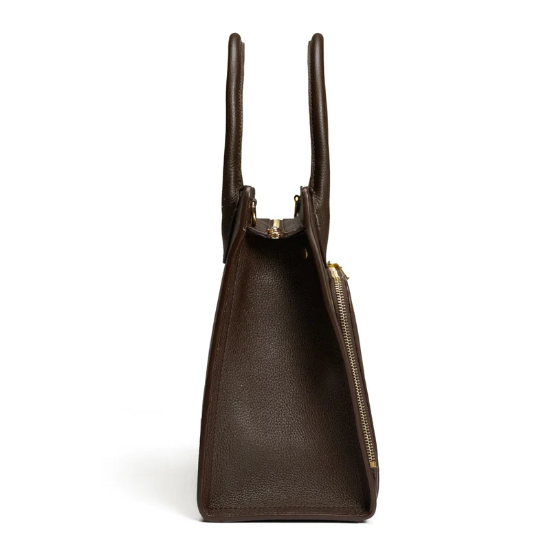 Isabel Bernard Honoré Nadine marron foncé sac à main en cuir de veau avec compartiment pour ordinateur portable 13 pouces IB25110-031-13