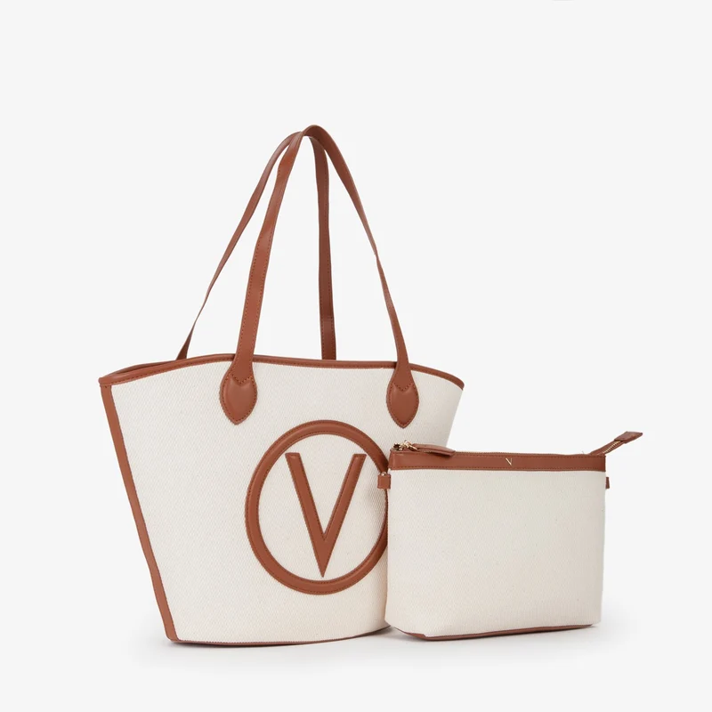 Valentino Bags Covent Sac cabas Covent beige et marron VBS7QO02CANNATURALE/CUOIO