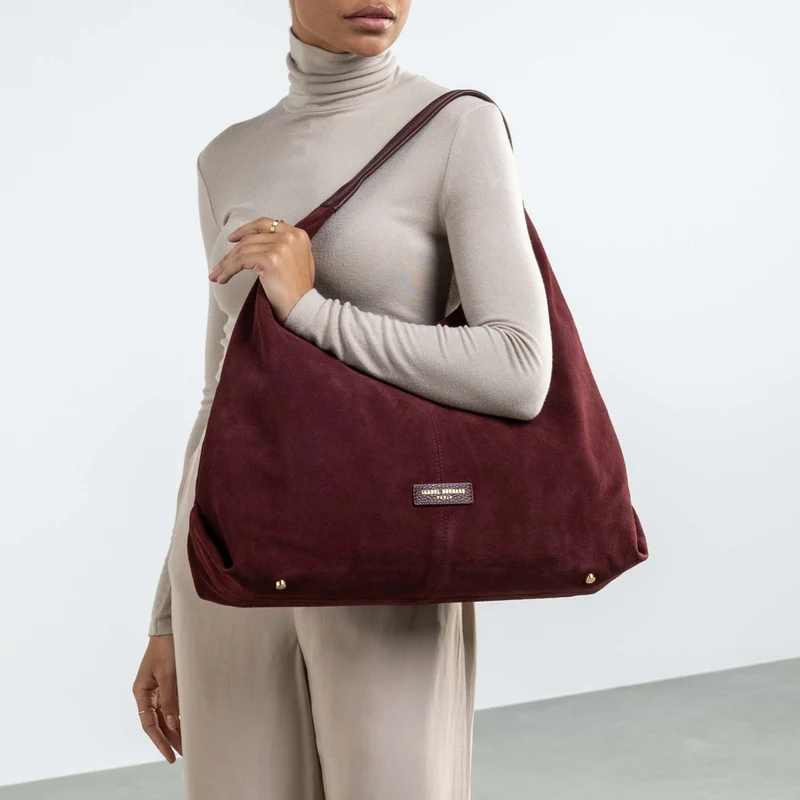 Isabel Bernard Honoré Grace sac bandoulière en suède bordeaux IB25093-152