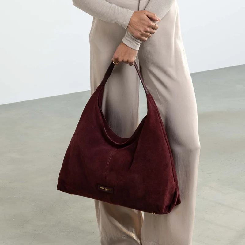 Isabel Bernard Honoré Grace sac bandoulière en suède bordeaux IB25093-152