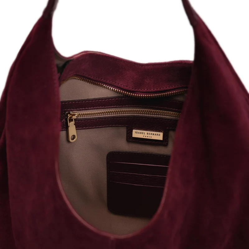 Isabel Bernard Honoré Grace sac bandoulière en suède bordeaux IB25093-152