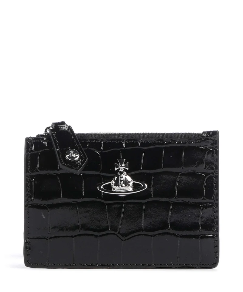 Vivienne Westwood Embossed Croc Slim Étui à cartes crédit black