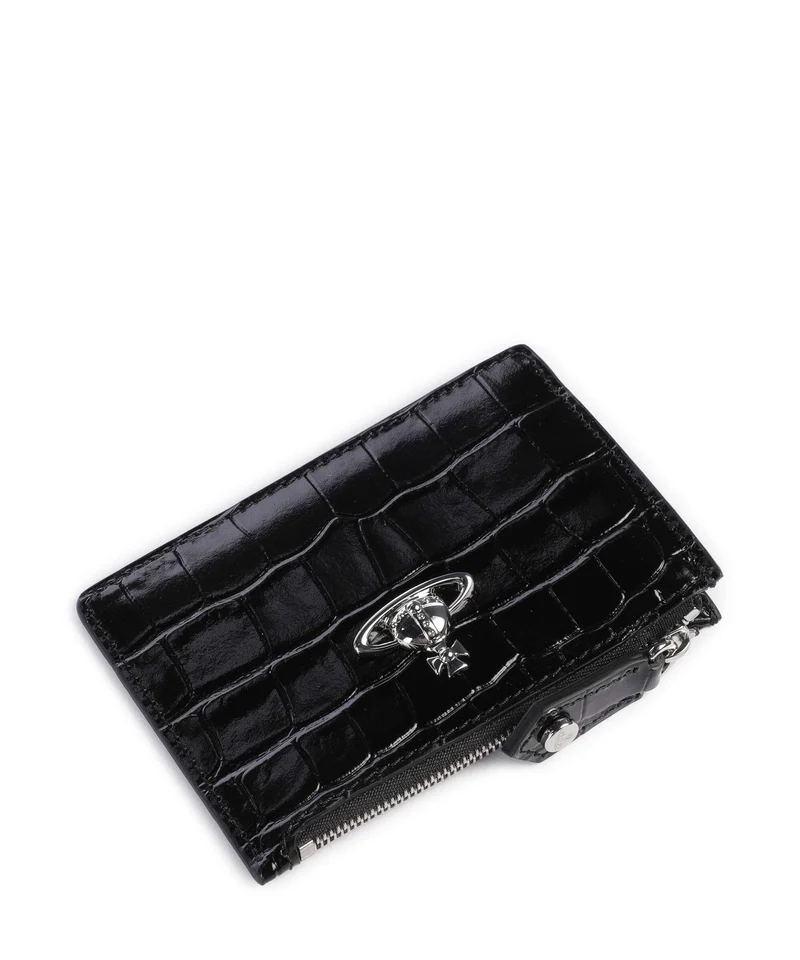Vivienne Westwood Embossed Croc Slim Étui à cartes crédit black