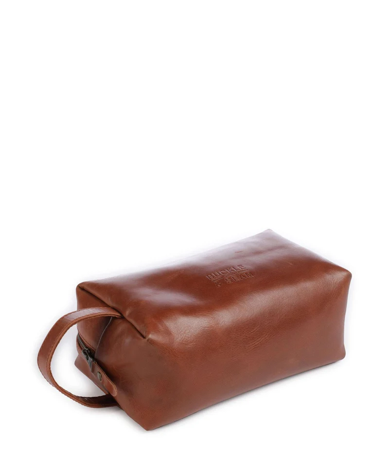Buckle & Seam Crazy Horse Everest Trousse de toilette cognac