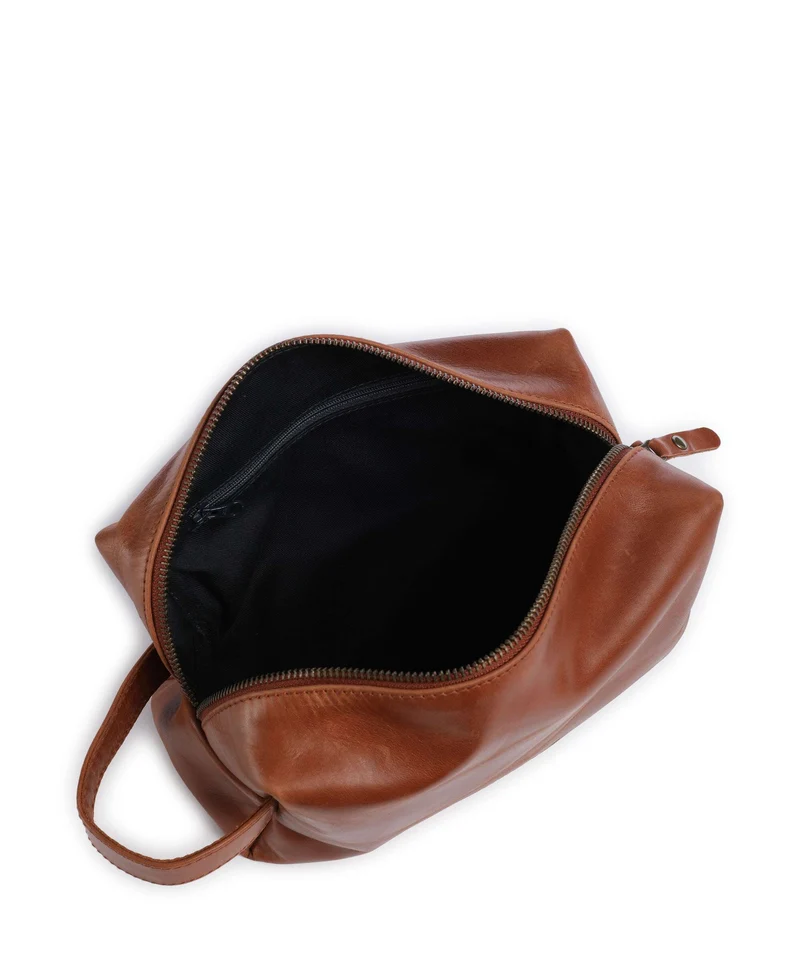Buckle & Seam Crazy Horse Everest Trousse de toilette cognac