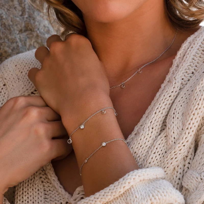 Violet Hamden Luna Bracelet en Argent 925 Sterling avec Lunes et Pierre de Zircon Blanc VH320032