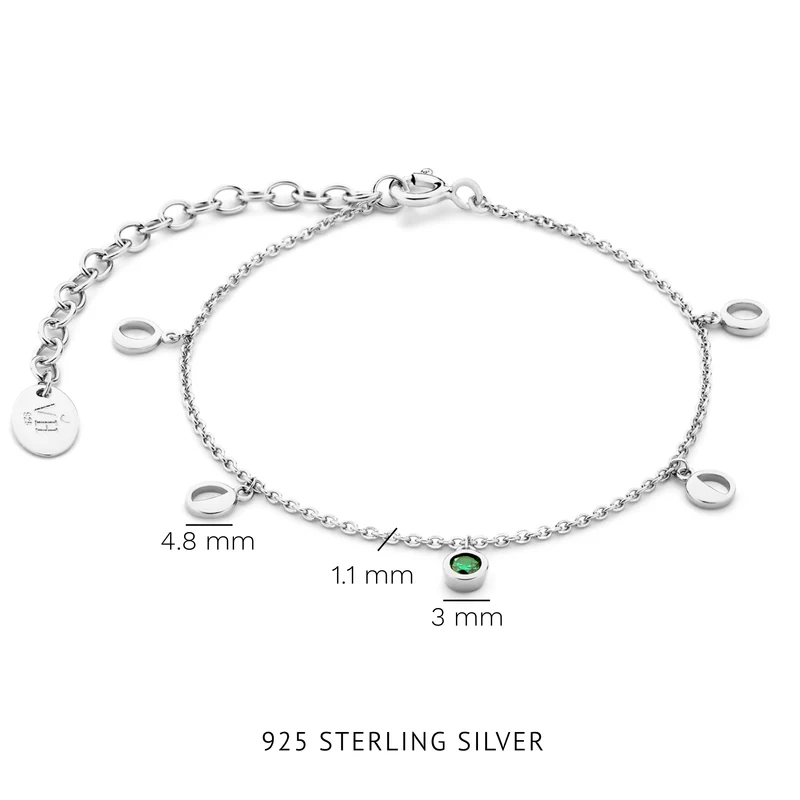 Violet Hamden Luna Bracelet en Argent 925 Sterling avec Lunes et Pierre de Zircon Vert VH320034