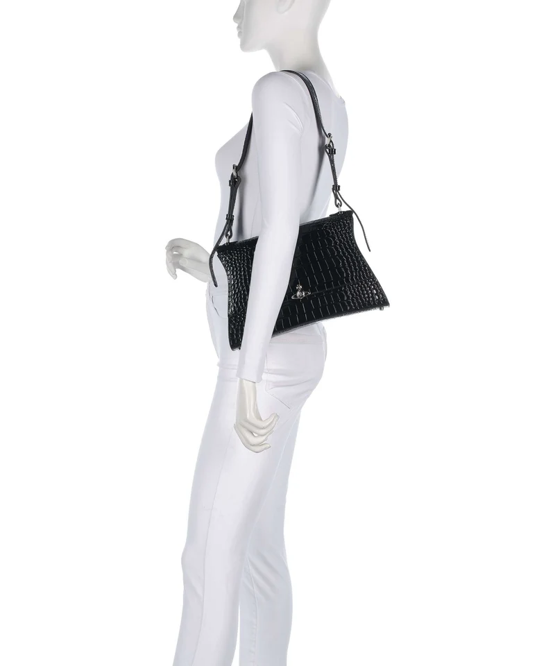 Vivienne Westwood Bianca Embossed Croc M Sac porté épaule black