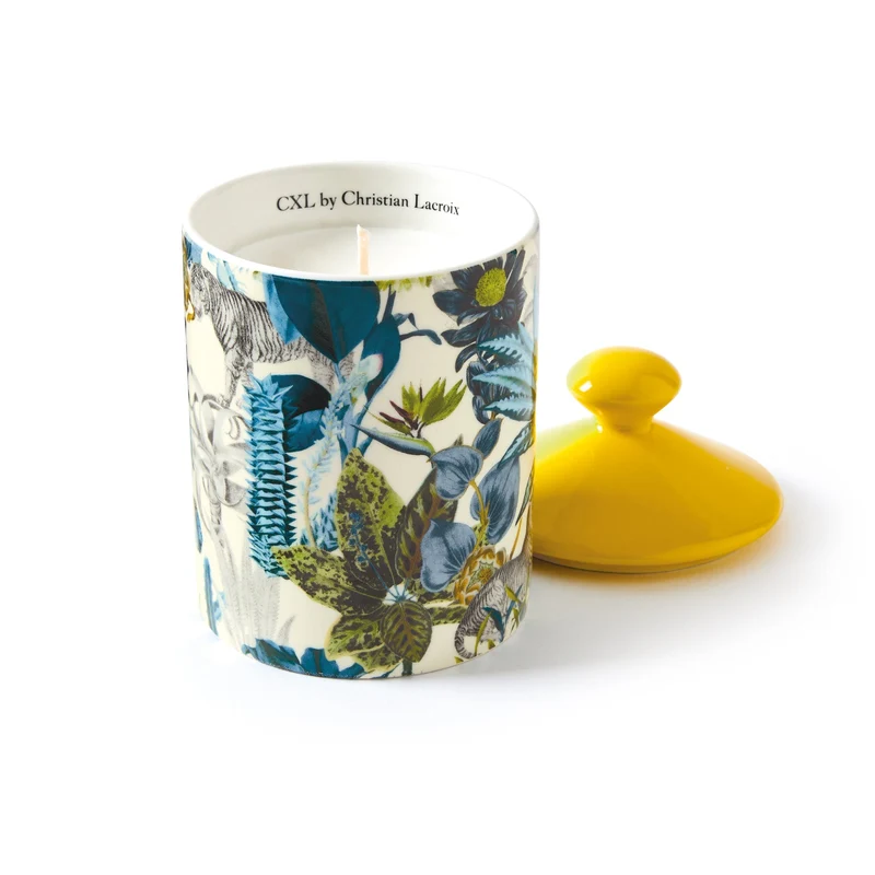 Bougie parfumée en pot de porcelaine - Zanzibar Jaune - Fruits rouges - durée de combustion 65h - 315 g