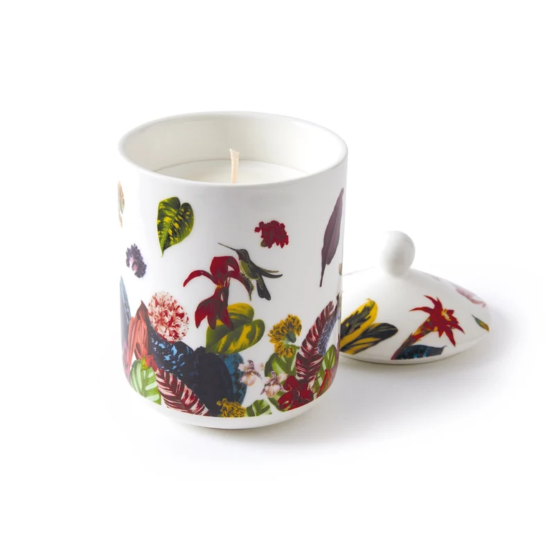 Bougie parfumée en pot de porcelaine - Jardin Tropical - Figuier - durée de combustion 65h - 315 g