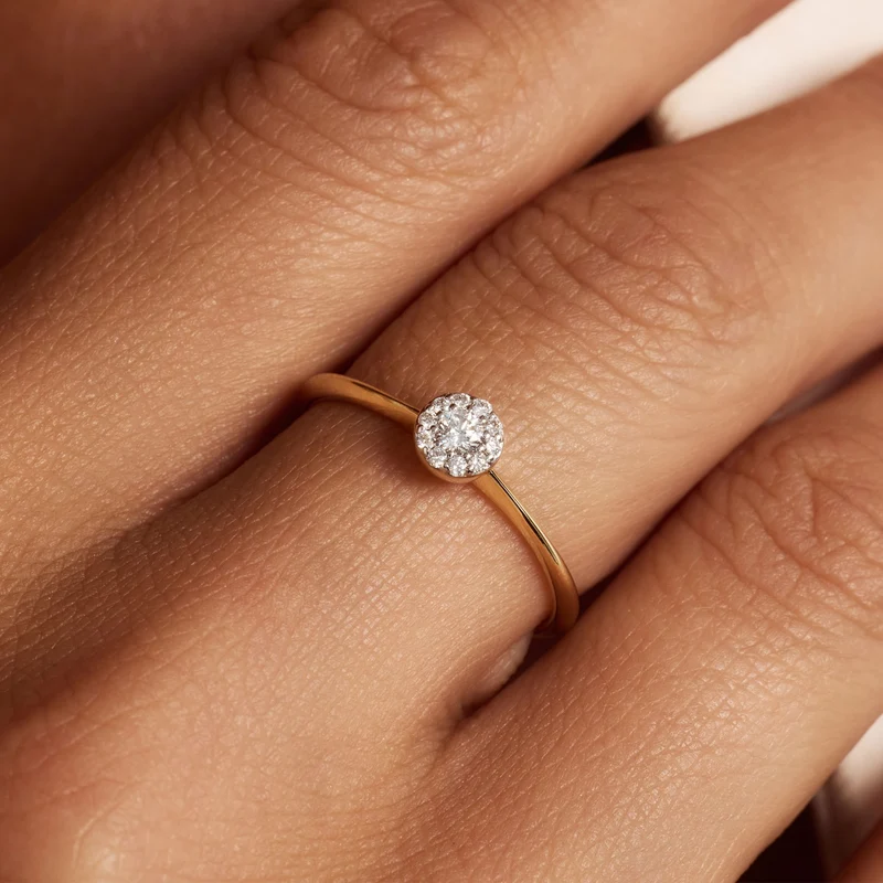 Isabel Bernard De la Paix Viviane bague en or 14 carats avec diamant 0.11 ct IBD330037-50