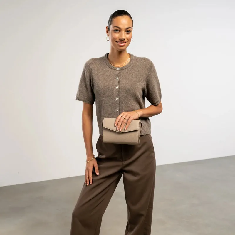 Isabel Bernard Honoré Lina Pochette Taupe Avec Chaîne D’Épaule Amovible IB21135-078
