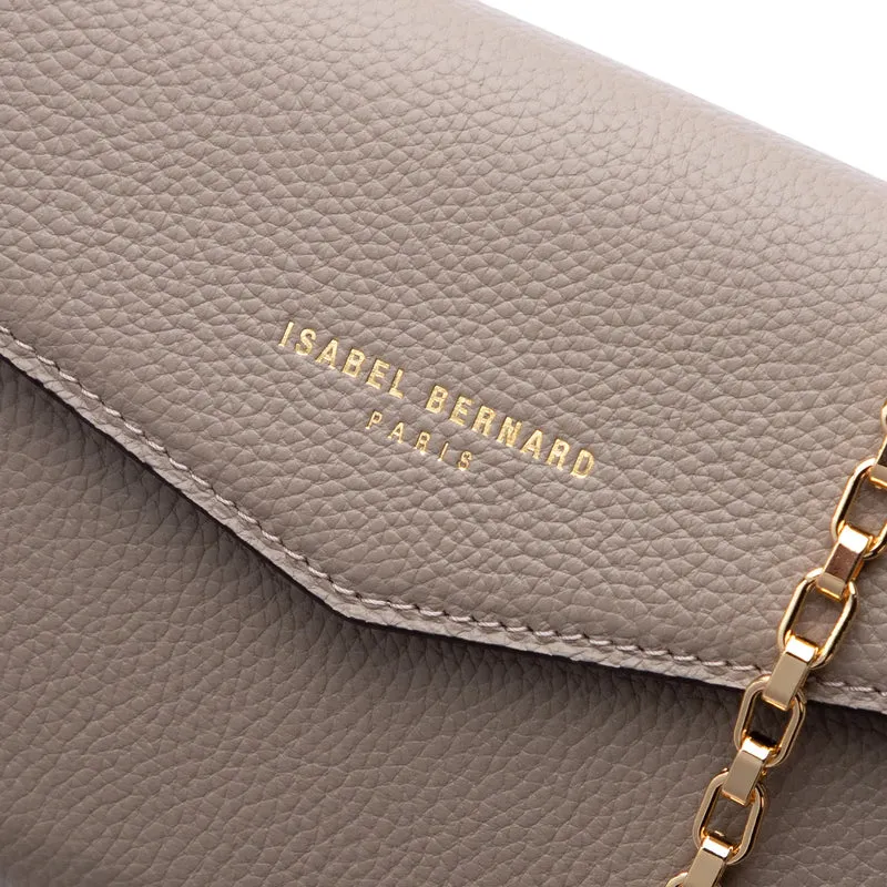 Isabel Bernard Honoré Lina Pochette Taupe Avec Chaîne D’Épaule Amovible IB21135-078